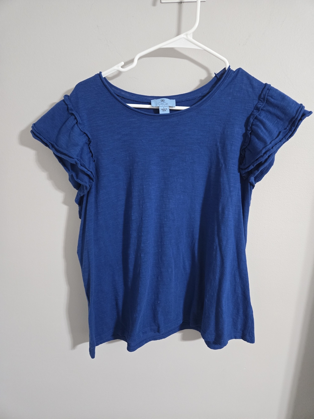 CeCe Royal Blue Ruffle Sleeve Tee